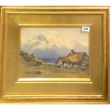 Percy Dixon (British 1862 - 1924). A framed watercolour of a mountain scene, frame 56 x 45cm.