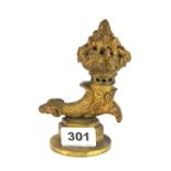 An 18th/ 19th Century heavy gilt brass cornucopia shaped censer, H. 14cm.