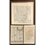 An early Robert Morden framed map of Essex, a framed John Ogilby road map London to St David's and a