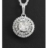 A 925 silver diamond set pendant and chain, L. 2cm, approx. 0.40ct overall.