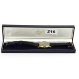 A Gents vintage Longines 9ct gold wrist watch with presentation engraving verso for 1961, understood