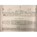 A set of re-printed plans for HMS Glengyle launched in 1939 and involved in evacuations and other