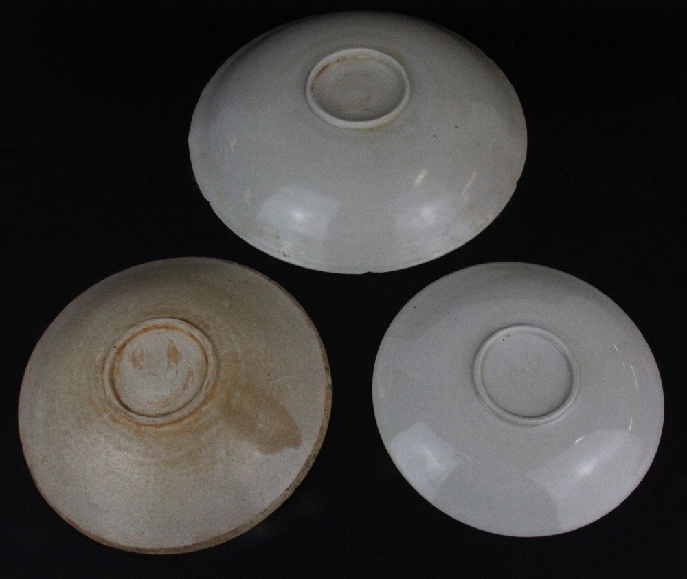 Three Chinese Song dynasty style incised porcelain plates. - Image 2 of 2