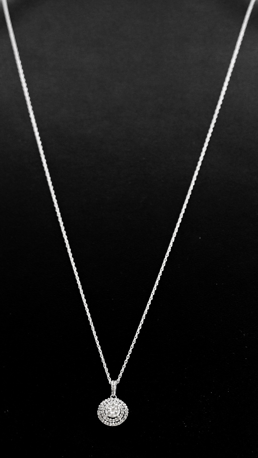 A 925 silver diamond set pendant and chain, L. 2cm, approx. 0.40ct overall. - Image 2 of 2