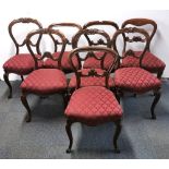 A harlequin set of eight Victorian mahogany dining chairs.