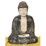 An early to mid 20th Century Chinese painted ceramic figure of the seated Buddha, H. 45cm.