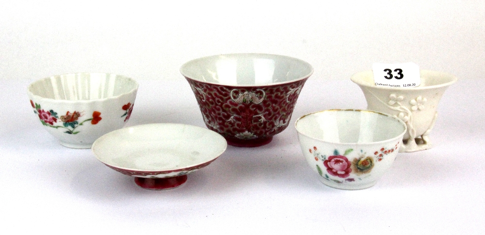 Two Chinese tea bowls and five other Chinese porcelain items. Condition : Two tea bowls have - Image 2 of 3