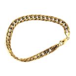 A 9ct yellow gold flat curb bracelet, L. 21.5cm.