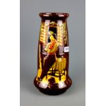 A 1920's series ware vase of Alfred Jingle, H. 34cm. Probably Royal Doulton but unmarked.