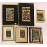 A collection of framed early Mughal paintings, largest framed size 46 x 32cm.