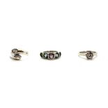 Three 925 silver stone set rings.