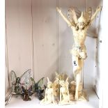 A collection of fairy figures, tallest 44cm.