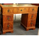 A vintage desk style Dinatron Hi-Fi unit with Garrard deck and inset leather top, 97 x 42 x 72cm.