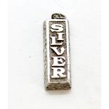 A 925 silver ingot shaped pendant, L. 4.5cm.