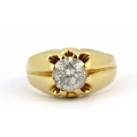 A gentleman's 18ct yellow gold ring set with a 2.24 brilliant cut diamond, approx. 13.4gr, (S).