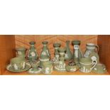 An interesting group of Wedgwood candlesticks, vases and other items.