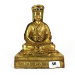 A Chinese gilt bronze figure of a seated high Lama, H. 22cm.
