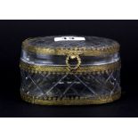 A gilt brass mounted cut crystal casket, 7.5 x 12 x 9cm