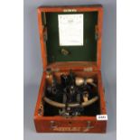 A mid 20th Century cased nautical sextant, case size 26 x 27 x 14cm.