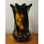 A very large hand painted Frank Ferrell ceramic vase , H. 60cm. Condition: minor damage to foot.