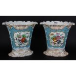 A pair of 19th Century French hand painted porcelain vases, H. 21cm.