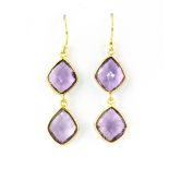 A pair of 925 silver drop earrings set with faceted cut amethysts, L. 4.8cm.