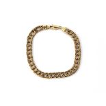 A 9ct yellow gold flat curb bracelet, L. 21.5cm.