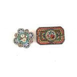 Two 1920's/30's Italian micro mosaic brooches, largest 4 x 2.5cm.
