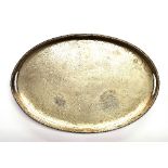 A engraved silver plated gallery tray, W. 51cm.