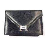 A vintage Hermes dark blue leather clutch bag.