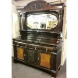 A superb large mahogany mirror backed chiffonier sideboard, W 184cm. H. 230.