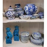 A quantity of Oriental blue and white china.