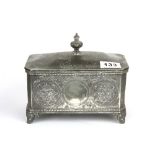 A 19th Century silver plated tea caddy, 20 x 11.5 x 17cm.