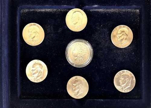 An American 1921 silver dollar and six further American 1970's dollar coins. - Image 2 of 2