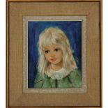 A 1960's portrait of a young girl with an indistinct signature, frame size 36 x 41cm.