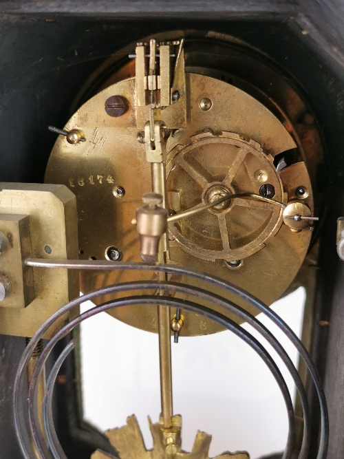 A 19th/early 20th century French Boulle decorated bracket clock and stand. H. 45cm. Understood to be - Image 3 of 3