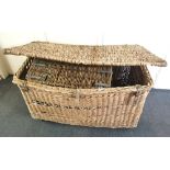 A very large Victorian laundry basket, 110 x 67 x 70cm, together with two smaller laundry baskets.