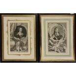 Two framed 18th Century engravings of Antoine Ashley-Cooper Count of Shaftsbury and Catherine Howard