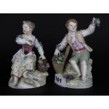 Two 19th Century Berlin porcelain figurines, H. 15cm. Condition: both appear to be in good condition
