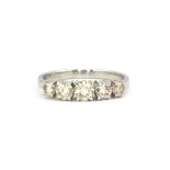 An 18ct white gold five diamond ring, approx. 1ct, (P).