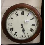 A 19th Century Mahogany fussee wall clock Dia. 40cm. Understood to be in working order.