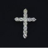 A 14ct white gold diamond set cross pendant, approx. 2.88ct, 3 x 2cm.