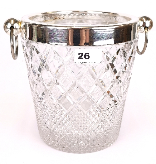 A silver plate and cut crystal ice bucket (H. 21cm), together with an etched glass celery vase and - Image 2 of 2