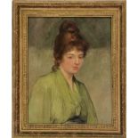 A late 19th Century modernist oil on canvas portrait of a young woman monogramed TP and dated