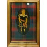 A large gilt framed 19th Century painted photograph of a little girl with an unusual woollen check