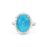 A silver 925 Arizona 'Sleeping Beauty' turquoise and Zircon ring, (U).