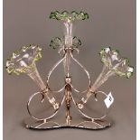 An early 20th Century silver plate and cut glass epergne. H. 26cm.