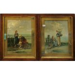 Two oak framed 19th Century French prints of Breton fisherwomen, 56 x 69cm.