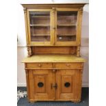 A Victorian pine kitchen cabinet, 123 x 197cm.