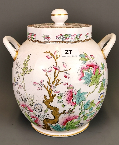 A 19th century Minton Indian Tree pattern potpourri jar with inner and outer covers. H. 31cm